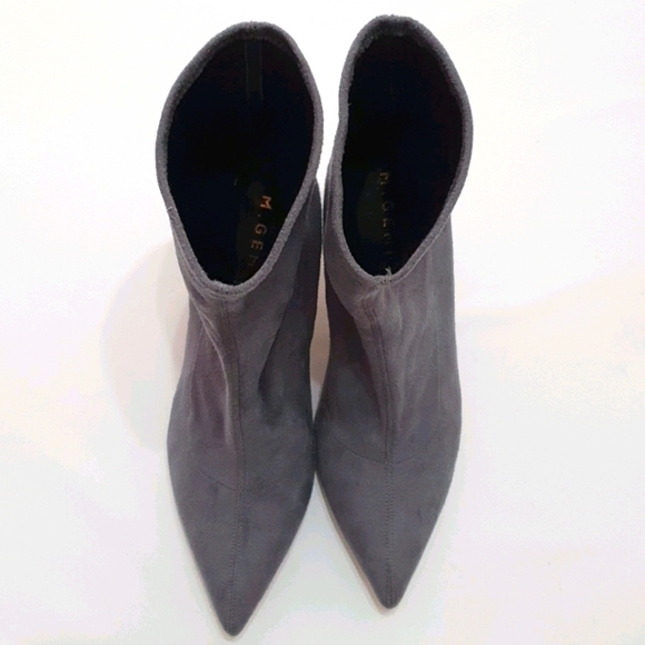 M. Gemi Velvet Porpoise Gray Ankle Sock Boots - Picture 9 of 9